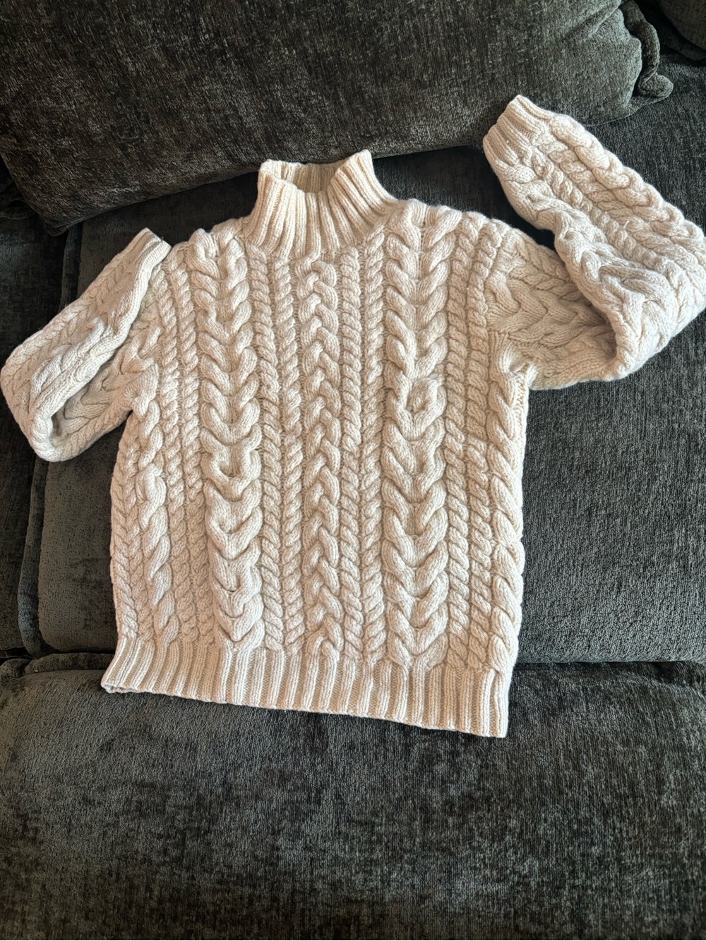 VTG Polo Ralph Lauren 100% Lambswool hand Knit Chunky Sweater Womens M Ivory
